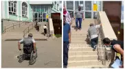 На коленях пришлось подниматься инвалиду в ЦОН Актобе