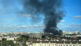 Пожар в районе Нура попал на видео