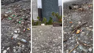 "Думала, только у нас в Актау так. Тут вообще жесть". Казахстанка показала берег моря в Грузии