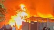Мощный пожар сняли на видео в Талгаре