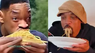 "Голодный" Уилл Смит снял пародию на сгенерированное видео и попал в тренды