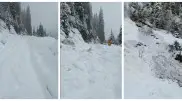 Крупная лавина сошла на автодорогу Алматы - Космостанция