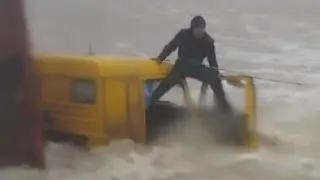 КамАЗ и три грузовика смыло на трассе в Карагандинской области