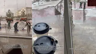 Напиток тепла: астанчанка развеселила дорожных рабочих