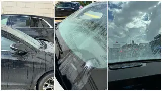 Здание элитного отеля испортило припаркованные авто в Астане