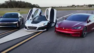 Какая электричка быстрее: сравнение Rimac, Tesla и Lucid в драг-гонке