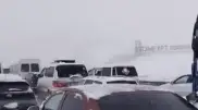 Сильный снегопад парализовал движение на трассах на юге Казахстана
