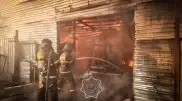 Крупный пожар в Астане: горел ангар с автозапчастями