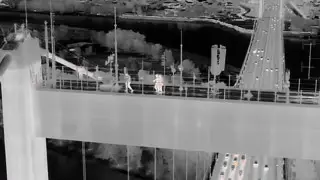 Мужчина забрался на высокую опору подвесного моста в Семее