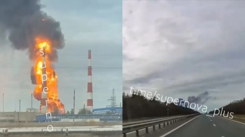 Пожар на Оренбургском ГПЗ. Фото: Supernova+