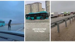 Гололед парализовал движение транспорта и пешеходов в Актау