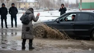 Водитель Mercedes обрызгал казахстанку и попал под суд