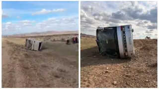 Вахтовый автобус перевернулся в Карагандинской области: людей эвакуировали вертолётом